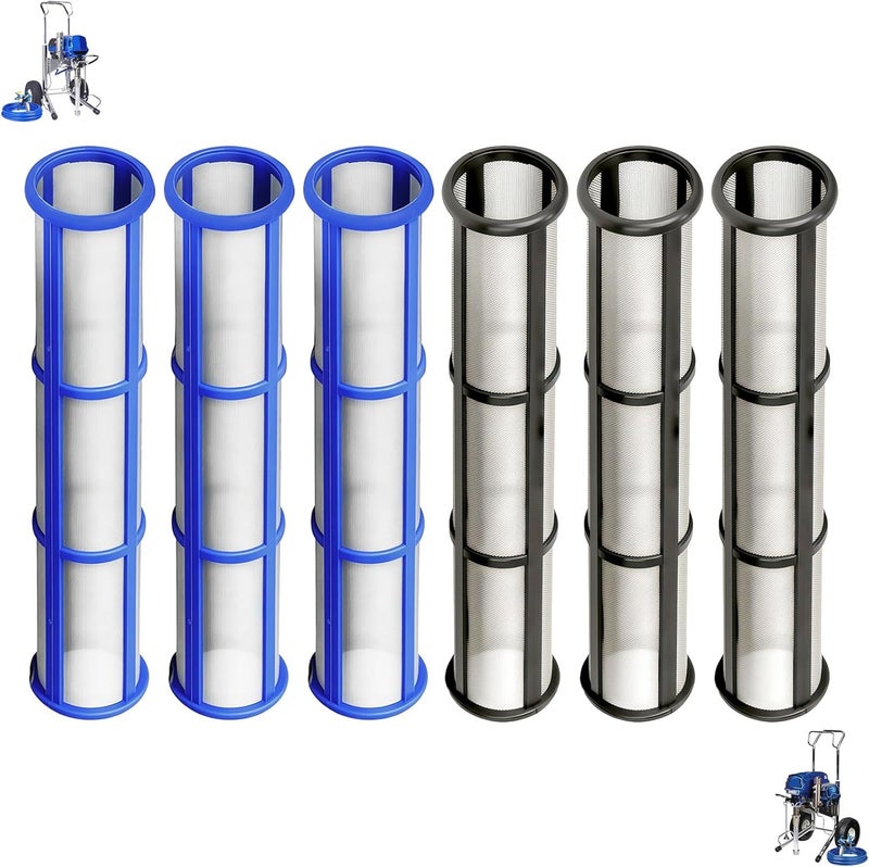 KUEDPEZ 244067 & 244068 Manifold Filter Set, Compatible with Graco Airless Paint Sprayer 695, 795,1095,3900,5900, 7900 Airless Paint Sprayer Filter, 60 Mesh & 100 Mesh (3+3 Pack) - Image 1